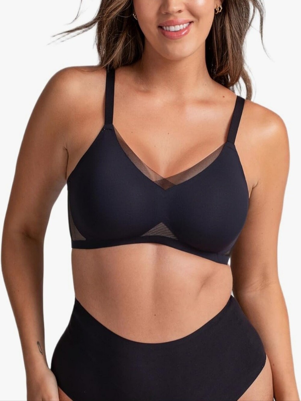 Honeylove Crossover Wireless Bra - Black - 38B/C